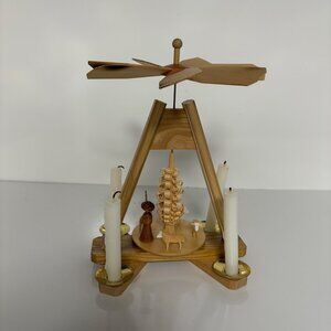 German Erzgebirge Handcrafted Wooden Christmas Pyramid Candle Holder 9.5 inch